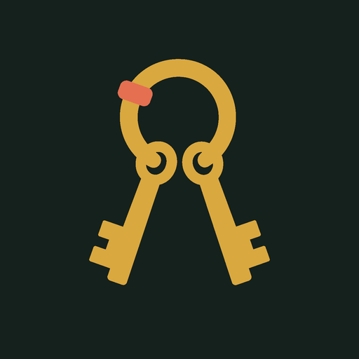 KeepKeys brass key-ring mark on deep pine